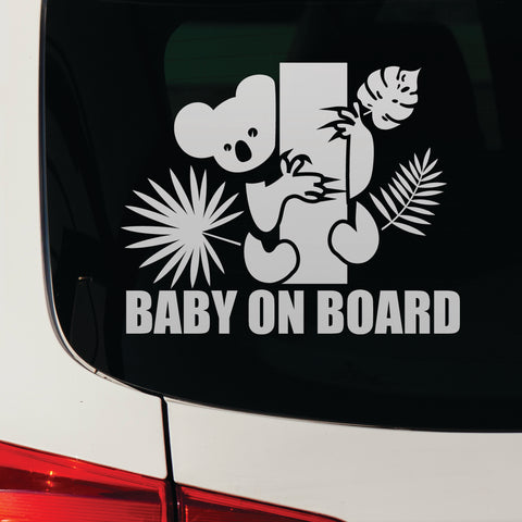 Baby On Board Sign - Koala Bear on Board Safety Warning Sign Vinyl Sticker for Car Trucks Vehicle Decal Sticker Window Décor