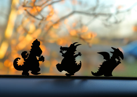 Cute Miniature Dragon Stickers - Set of 3 Tiny Dragon Decals for Car Mirrors, Laptops, and Windows, Adorable Small Dragon Sticker Collection
