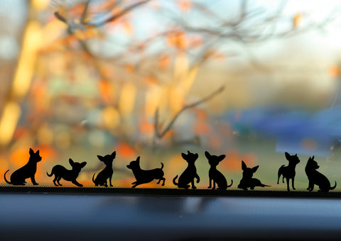 Playful Miniature dog Stickers - Set of 9 Tiny Chihuahua Decals for Car Mirrors, Laptops, Windows | Adorable Small Puppy Sticker Collection