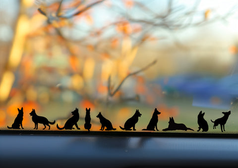 Playful Miniature dog Stickers - Set 10 Tiny German Shepherd Decals for Car Mirrors, Laptops, Windows | Adorable Small Puppy Stickers