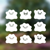 Ditto-Inspired Blob Face Stickers – Kawaii Mood Decal Set with Cute Emotions, Minimalist White Vinyl Stickers for Laptops Cars Set of 9, Set A