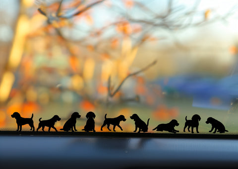 Playful Miniature dog Stickers - Set of 9 Tiny Beagle Decals for Car Mirrors, Laptops, Windows | Adorable Small Puppy Stickers