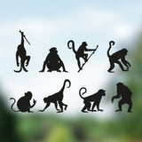 Playful Miniature Monkey Stickers - Set of 8 Tiny Monkey Decals for Car Mirrors, Laptops, and Windows | Small Monkey Sticker Collection