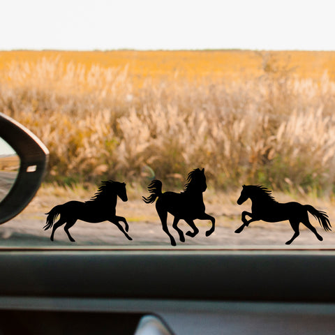 Running Horse Silhouette Decals – Set of 3 | Wild Horse Window Stickers | Western Horse Wall Decor | Horse Vinyl Stickers