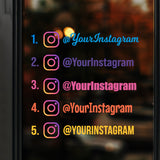 Custom Instagram Handle Decal with Vibrant Logo – Personalized Instagram Sticker for Business, Storefront, Car Window, Laptop Made in Canada