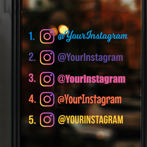 Custom Instagram Handle Decal with Vibrant Logo – Personalized Instagram Sticker for Business, Storefront, Car Window, Laptop Made in Canada
