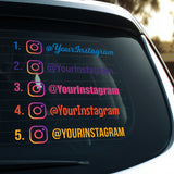 Custom Instagram Handle Decal with Vibrant Logo – Personalized Instagram Sticker for Business, Storefront, Car Window, Laptop Made in Canada