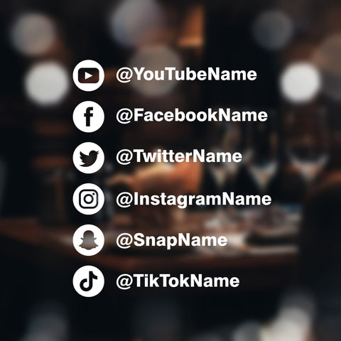 Custom Social Media Tags Decal, Facebook YouTube Twitter Instagram Snap Window Sticker, Bumper Car Decal Social Media Vinyl Decal Sticker