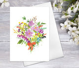 Wildflower Floral Flower Spring bouquet Watercolour Card Flower Greeting Cards Anniversary Mother's day Valentine's Day Blank Greeting Card