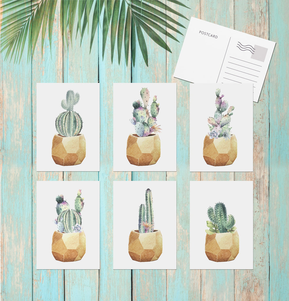Potted Succulents Note Cards Set of 6 Postcards Postcard Set Paintings Cards Watercolors Succulent Thank You Card Moving Announcement Cards