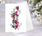 Floral Flower Red Plum blossom Blooming Watercolour Card Flower Greeting Cards Anniversary Mother's day Valentine's Day Blank Greeting Card