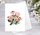 Sweet Watercolor Blossoms Cards w Envelopes Floral Blank Watercolor Card Wild Flower Greeting Cards Anniversary Mother's day Greeting Cards