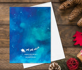Starry Skies Christmas Cards set of 4, Merry Christmas and happy new year  cards Set,  Christmas Cards Holiday Greeting Card Pack Moon Cards