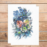 Supperb Greeting Cards Watercolor Blue Flowers Bouquet Valentines Day Wedding Love Anniversary Card /Thank you Card (Set of 2)