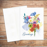 Supperb Greeting Cards - Watercolor Flowers Bouquet Floral Variety Pack  Valentines Day Wedding Anniversary Card /Thank you Card (Set of 4)