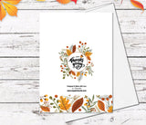 Supperb Thanksgiving Cards Set of 6 - Wooden barrel w/ pumpkins Autumn Leaves Thanksgiving Card Gift Handmade Greeting Card (Set of 6)