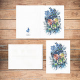 Supperb Greeting Cards - Watercolor Flowers Bouquet Floral Variety Pack  Valentines Day Wedding Anniversary Card /Thank you Card (Set of 4)