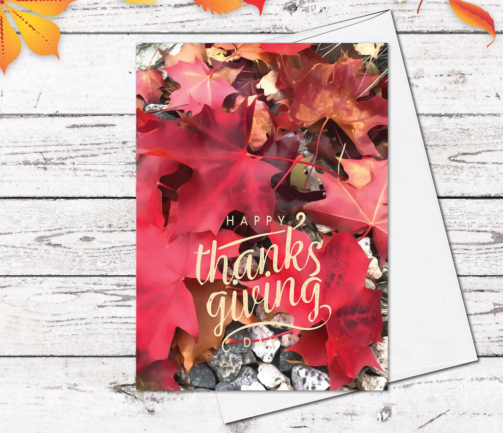 Supperb Happy Thanksgiving Cards Set - Fall Maple leaves Rock Autumn Thanksgiving Card Thanksgiving Gift Handmade Greeting Card (Set of 4)