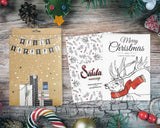 Merry Christmas and Happy New Year Cards set of 6, Santa's Reindeer Holiday Cards Holiday Greeting Card Pack Christmas Cards